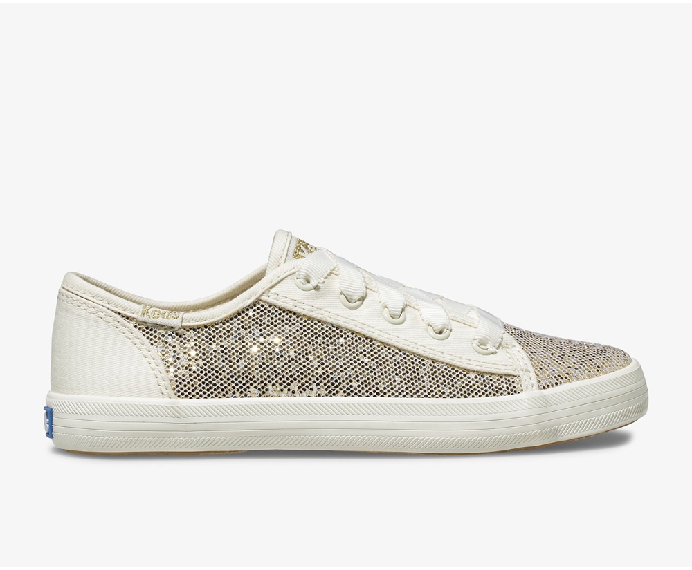 Keds Sneaker Kinder Weiß - Kickstart Metallic Sparkle - QRS-948701